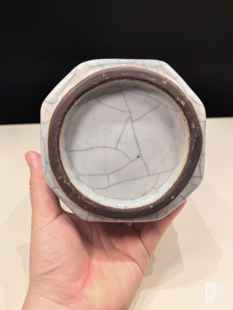清乾隆 仿哥釉八角琮式瓶 - 图12